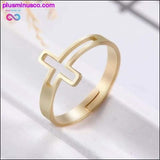 Plus Minus Co Cross Adjustable Rings Christian Religious Stainless Steel, view 5