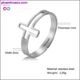 Plus Minus Co Cross Adjustable Rings Christian Religious Stainless Steel, view 6