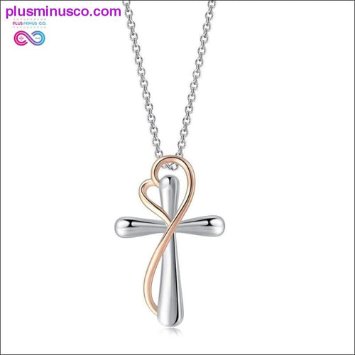 Plus Minus Co Cross Heart Pendants Necklace For Women Aesthetic Double