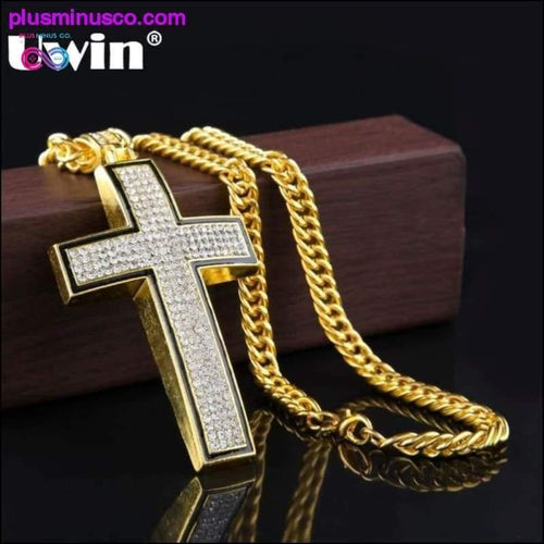 Plus Minus Co Cross Pendant Gold/Silver Color Rhinestones Vintage Crystal