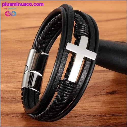 Plus Minus Co Cross Style Multi Layer Design Stainless Steel Fashion Men's