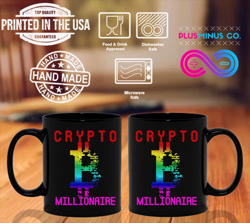 Plus Minus Co Crypto Millionaire Black Mugs, Cryptocurrency Coffee Cup Crypto Meme Mugs Gift