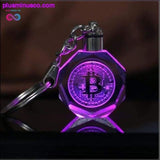 Plus Minus Co Bitcoin Keychain Laser Engraved Key Ring Colorful LED Light, view 2