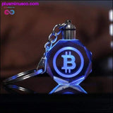 Plus Minus Co Bitcoin Keychain Laser Engraved Key Ring Colorful LED Light, view 3