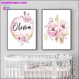 Plus Minus Co Custom Girl Name Baby Poster Peony Pictures Flowers Canvas, view 2