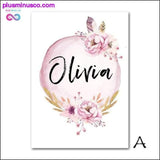 Plus Minus Co Custom Girl Name Baby Poster Peony Pictures Flowers Canvas, view 3
