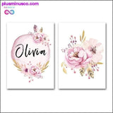 Plus Minus Co Custom Girl Name Baby Poster Peony Pictures Flowers Canvas, view 4