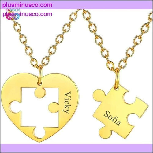 Plus Minus Co Customized Couple /Best Friends Necklace Set of 2 Stainless