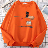 Plus Minus Co Cute Cat Not In Service Print Hoodies Women Casual Crewneck Sportswear Fleece Warm Fleece Sweatshirt Loose Hoody Autumn Clothes, view 3