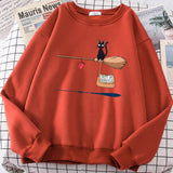 Plus Minus Co Cute Cat Not In Service Print Hoodies Women Casual Crewneck Sportswear Fleece Warm Fleece Sweatshirt Loose Hoody Autumn Clothes, view 5
