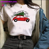 Plus Minus Co Cute, Funny Christmas Truck with Trees Graphic T-shirt for, view 2
