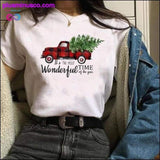 Plus Minus Co Cute, Funny Christmas Truck with Trees Graphic T-shirt for, view 5