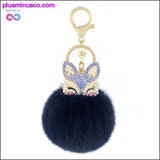 Plus Minus Co Cute mini fox fur ball keychain handmade fluffy fur pompom, view 3