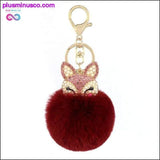 Plus Minus Co Cute mini fox fur ball keychain handmade fluffy fur pompom, view 4