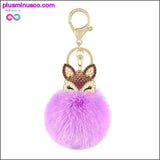 Plus Minus Co Cute mini fox fur ball keychain handmade fluffy fur pompom, view 5