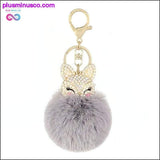 Plus Minus Co Cute mini fox fur ball keychain handmade fluffy fur pompom, view 6