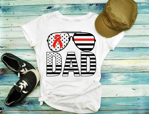 Plus Minus Co Dad | Red-Sunglasses | Awareness Ribbon | American Flags | Heart Disease T-Shirts