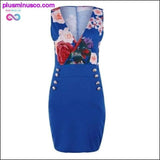 Plus Minus Co Deep V Neck Sexy Dresses Autumn Floral Print Button Bodycon, view 2