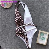 Plus Minus Co Deep V-neck Sexy Leopard Swimwear Women Three Color Bikini, view 4