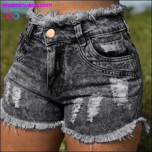 Plus Minus Co Denim Shorts Women's Fashion Pocket Jeans Women's High Waist