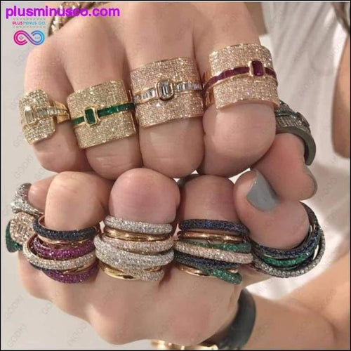 Plus Minus Co Design Luxury Statement Stackable Zirconia Ring For Women Wedding