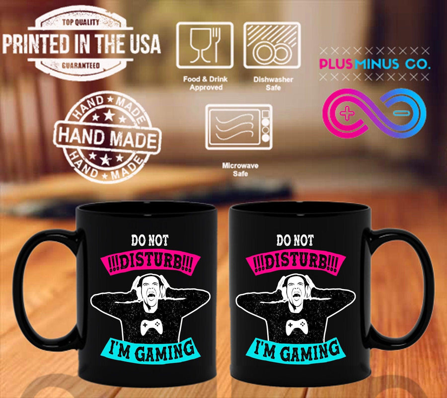 Plus Minus Co Do Not Disturb I'm Gaming Black Mugs, Funny Gamer Video Games Boys Teens Mug, Do Not Disturb I'm Gaming Ceramic Mug, Funny Gamer Mug Gift,