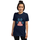 Plus Minus Co Dog Paw USA Flag  Unisex T-Shirt, view 2