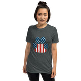 Plus Minus Co Dog Paw USA Flag  Unisex T-Shirt, view 3