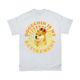 Plus Minus Co Dogecoin Is My Retirement | Spiral Dots | Retro Sunset T-Shirts, Dogecoin To The Moon, view 3