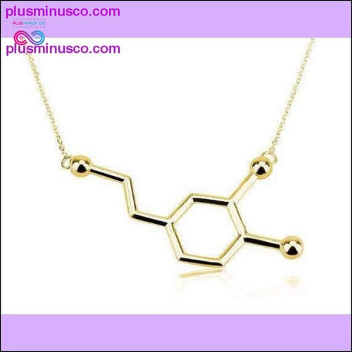Plus Minus Co Dopamine Molecule Elegant Long Chain Small Pendant Unisex
