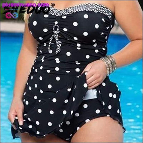 Plus Minus Co Dots Print Brazilian Monokini Skirt Swimsuit