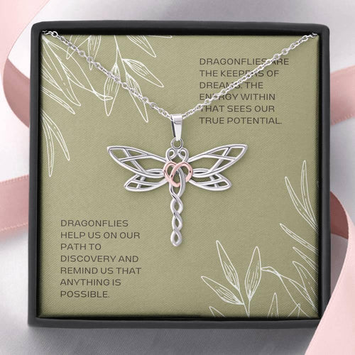 Plus Minus Co Dragonfly Necklace Pendant | Spiritual Meaning Gift for Daughter, Woman Jewelry | Silver Warrior Necklace Items | Large Libelle Items Gifts