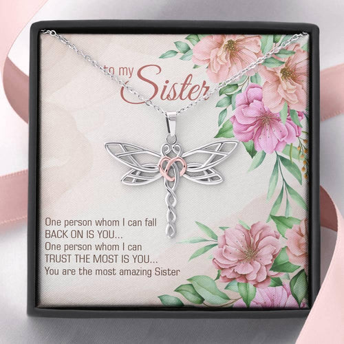 Plus Minus Co Dragonfly Pendant Necklace for Sister, Sister Necklace,