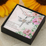 Plus Minus Co Dragonfly Pendant Necklace for Sister, Sister Necklace,, view 3