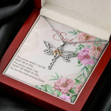Plus Minus Co Dragonfly Pendant Necklace for Sister, Sister Necklace,, view 4