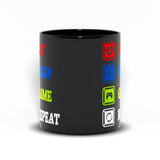 Plus Minus Co Eat Sleep Game Repeat Black Mugs, Male Female Gamer Mug, Funny Gaming Meme Mug, Funny Gamer Mug Idea for Him Boyfriend Husband, view 3
