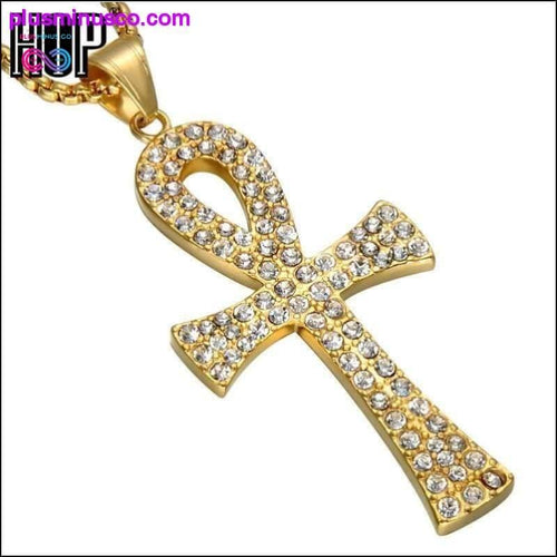 Plus Minus Co Egyptian Ankh Cross Pendant Necklace for Men