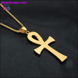 Plus Minus Co Egyptian Ankh Cross Pendant Necklace for Men, view 2