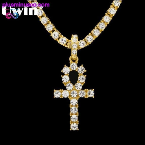 Plus Minus Co Egyptian Ankh Pendant Necklace Gold & Silver Color