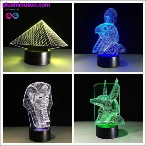 Plus Minus Co Egyptian Art 3D LED Night Light Illusion Color Lamp