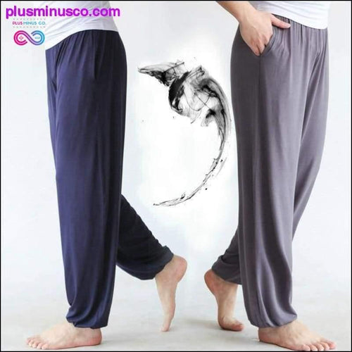 Plus Minus Co Elastic Waist Modal Tai Chi Yoga Loose Baggy Harem Pants Men