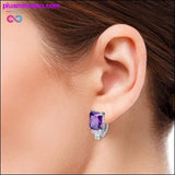 Plus Minus Co Elegant 8.15g Purple Stone Amethyst Earrings Clip Design for, view 2