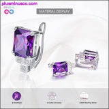 Plus Minus Co Elegant 8.15g Purple Stone Amethyst Earrings Clip Design for, view 3