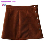 Plus Minus Co Elegant Summer-themed Suede Leather A-line Mini Skirt at, view 3