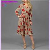 Plus Minus Co Elegant V-Neck Long Sleeve Dress || PlusMinusco.com, view 2