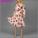 Plus Minus Co Elegant V-Neck Long Sleeve Dress || PlusMinusco.com, view 3