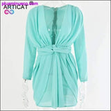 Plus Minus Co Elegant V-neck Sexy Bandage Mesh Pleated Party Dress at, view 2
