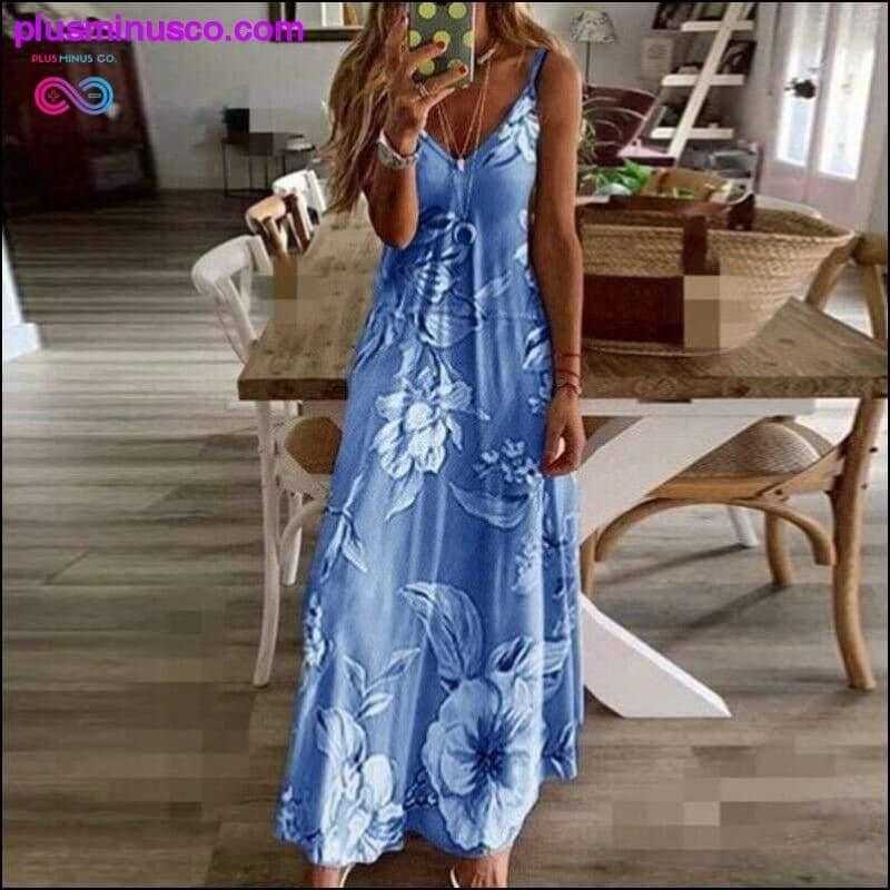 Plus Minus Co Elegant Women Boho Dress Vintage Floral Sleeveless Holiday