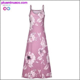 Plus Minus Co Elegant Women Boho Dress Vintage Floral Sleeveless Holiday, view 5
