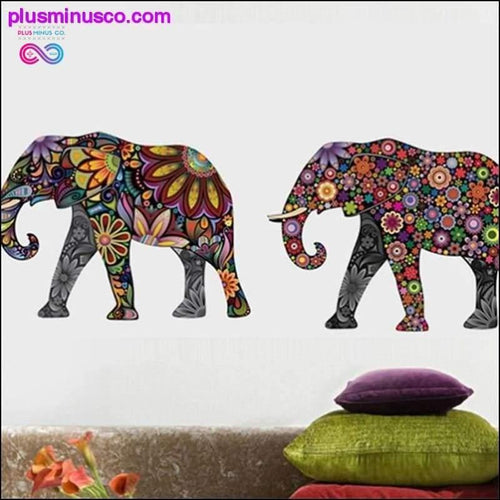 Plus Minus Co Elephant Flower Pattern Wall Sticker Decals Home Decor